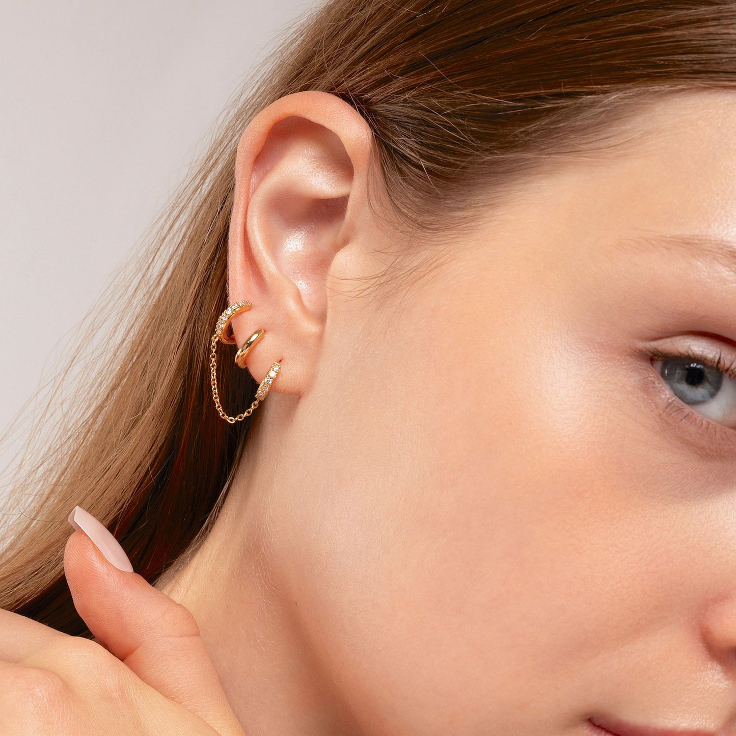 Double Chain Huggie Earring