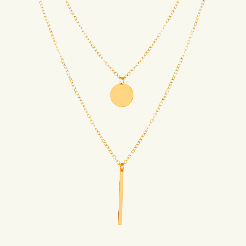 Bar and Disc Layered Necklace