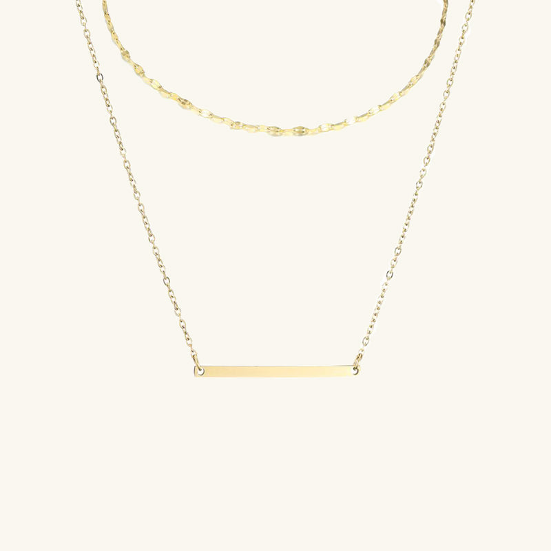 Layered Bar and Link Chain Choker Necklace