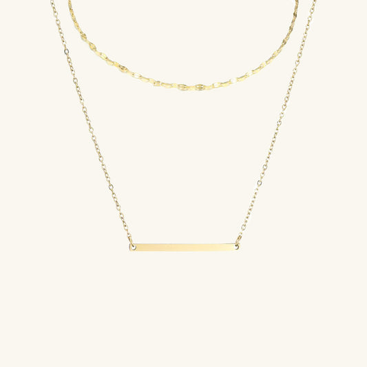 Layered Bar and Link Chain Choker Necklace