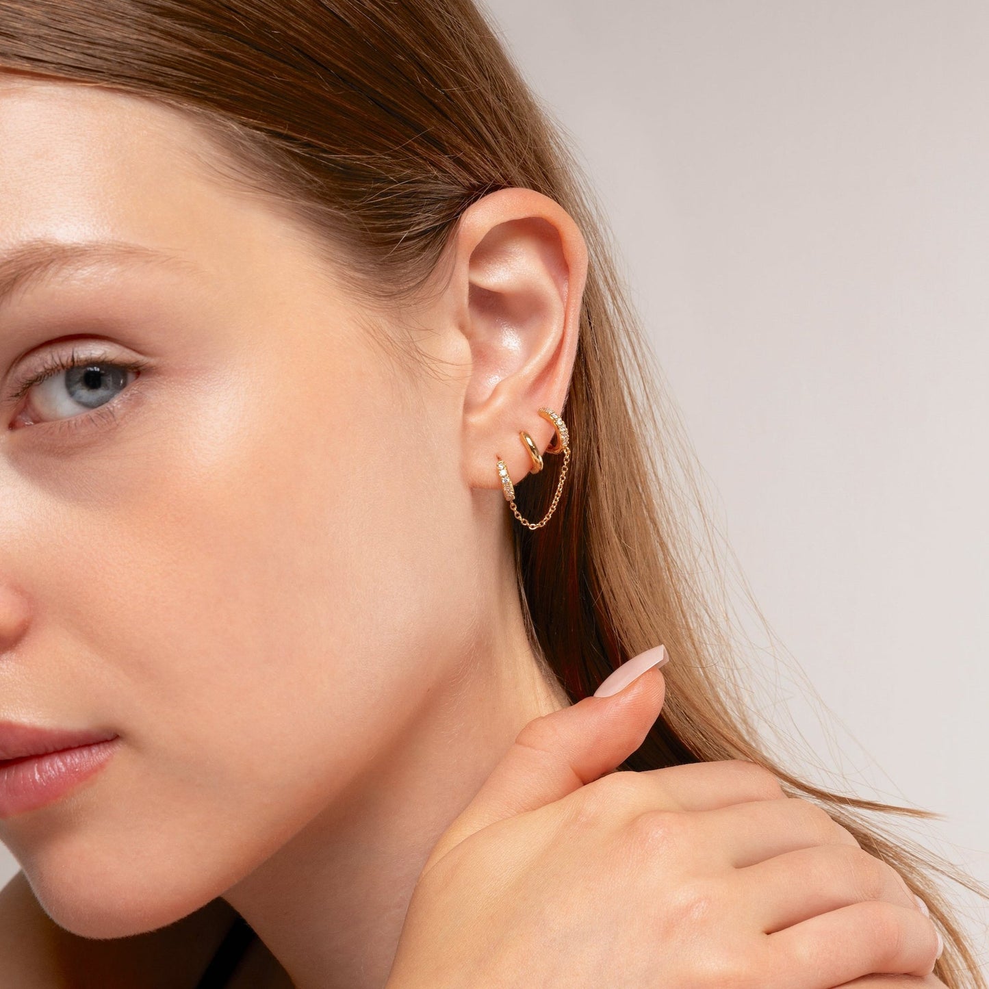 Double Chain Huggie Earring
