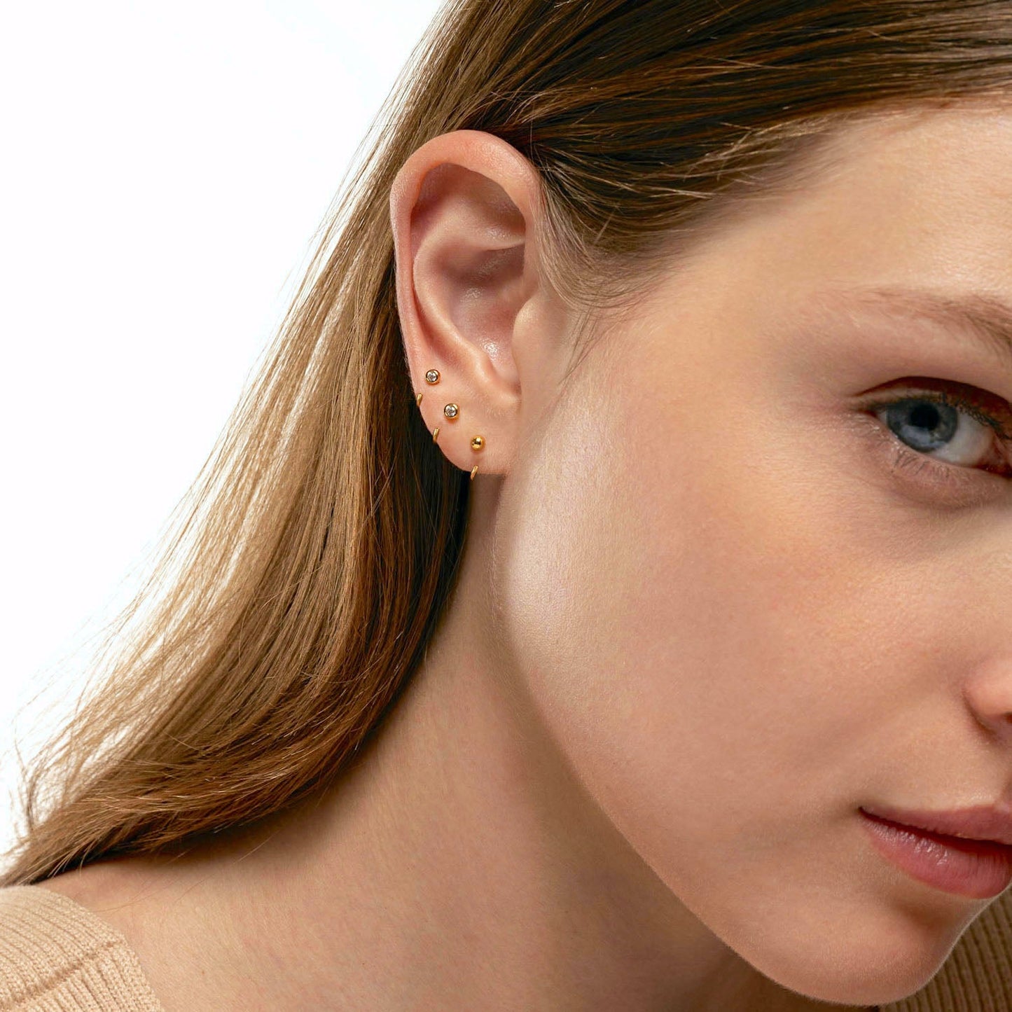 C type Huggie Earrings