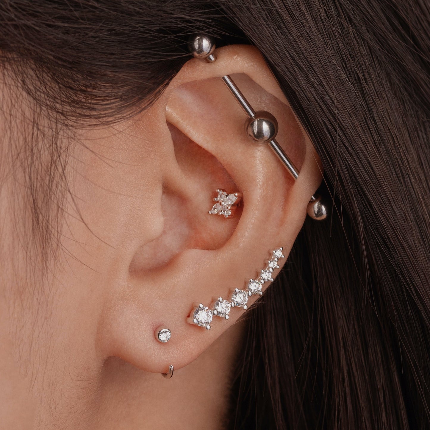 C type Huggie Earrings