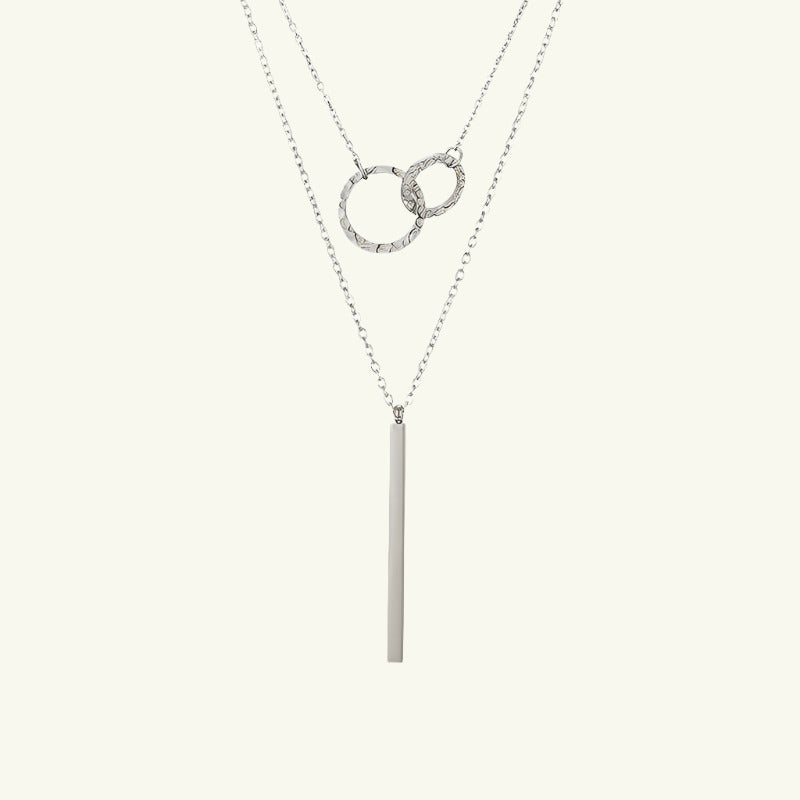 Elegant Double Circle and Bar Layered Necklace