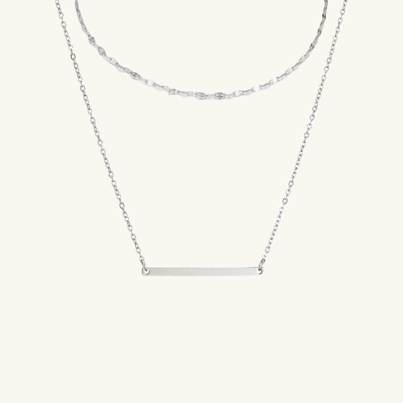 Layered Bar and Link Chain Choker Necklace