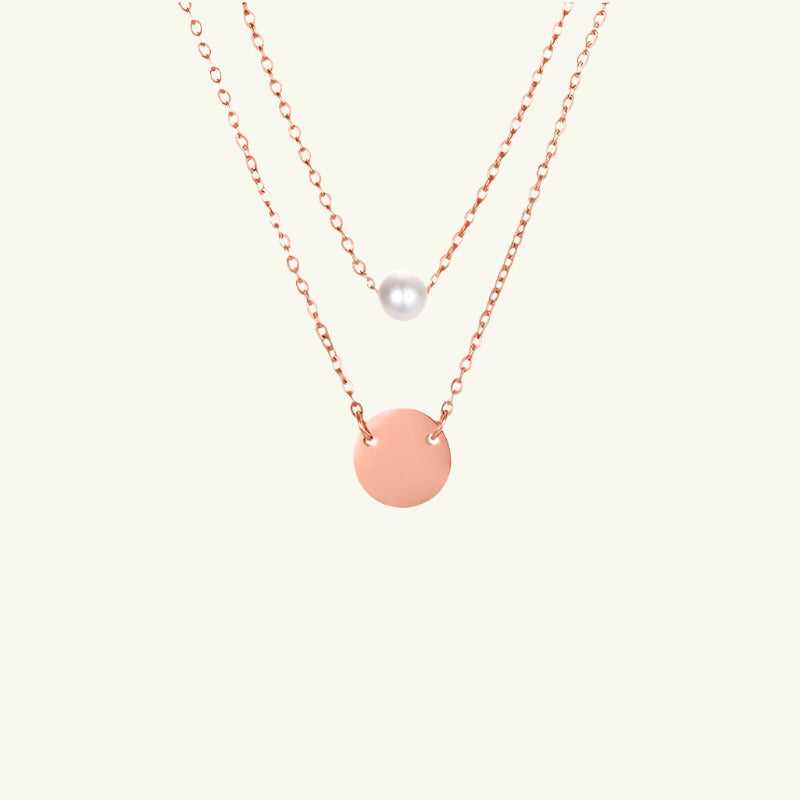 Cute Pearl and Disc Pendant Necklace