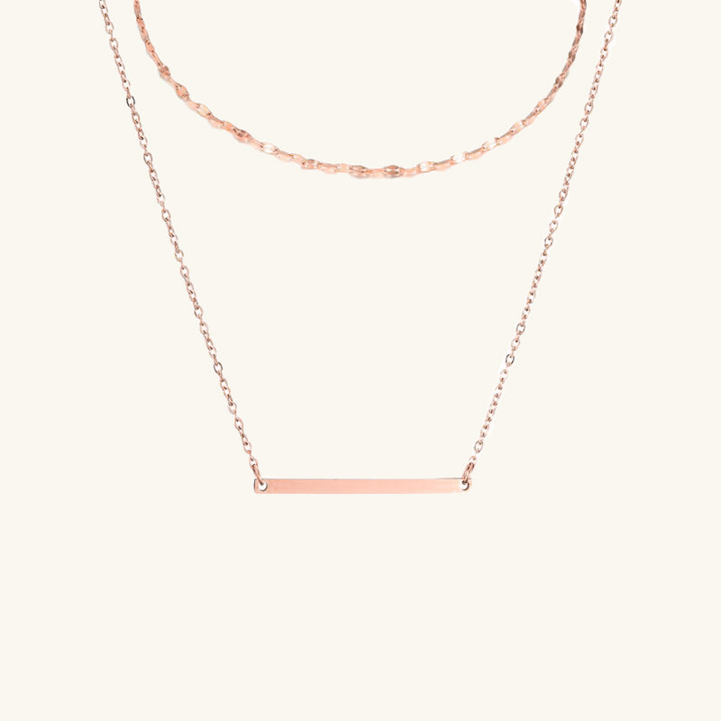 Layered Bar and Link Chain Choker Necklace