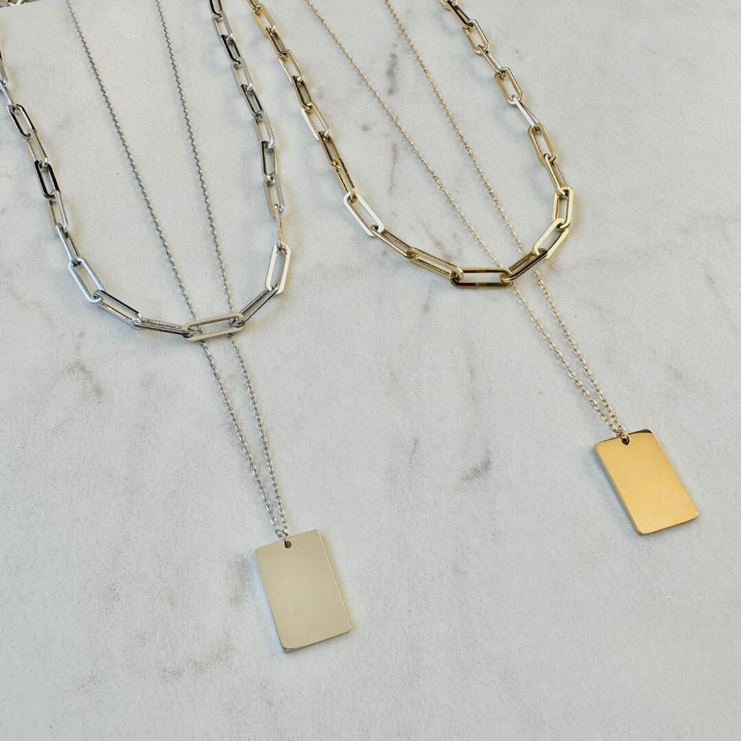 Layered Paperclip Chain Necklace Set