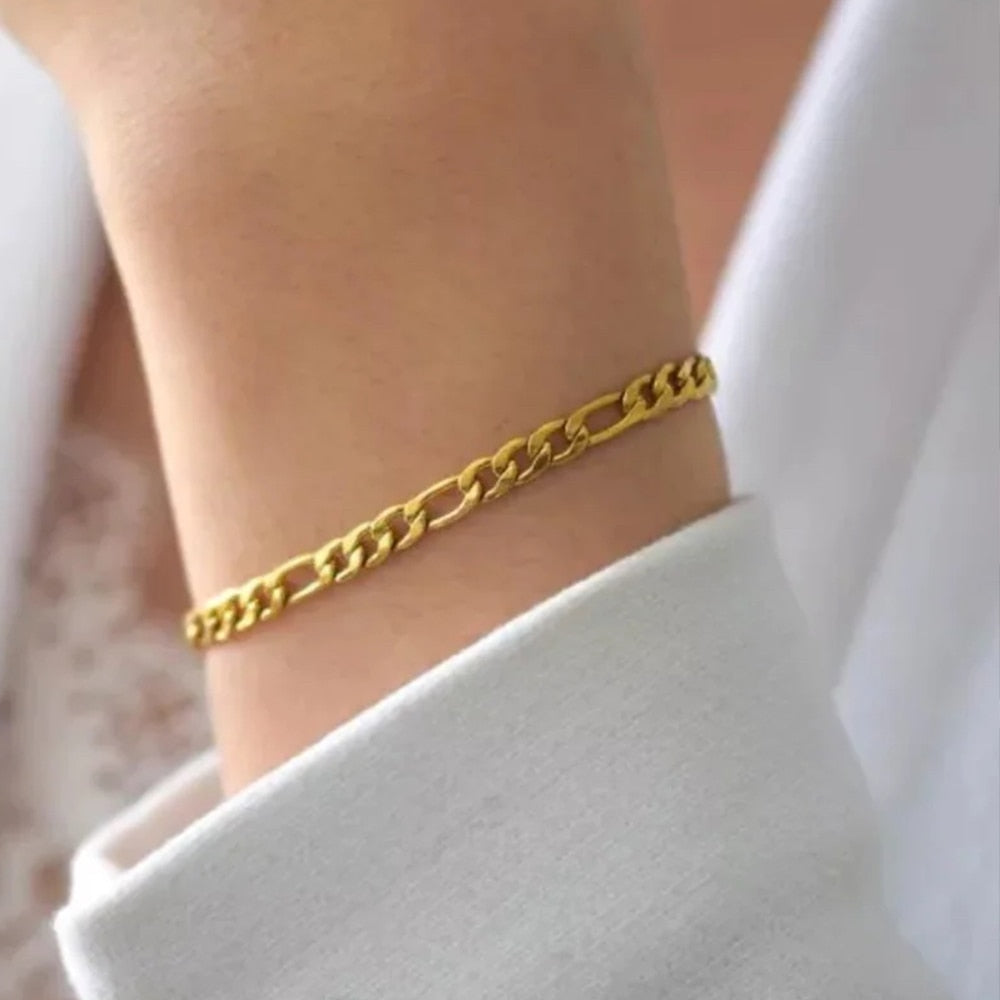 4mm Elegant Figaro Link Bracelet - Wrenlee