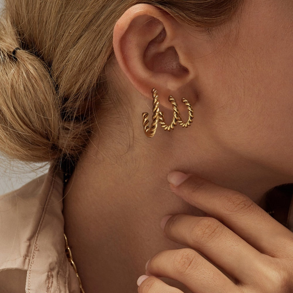 Spiral Twist Hoop Earrings - Wrenlee