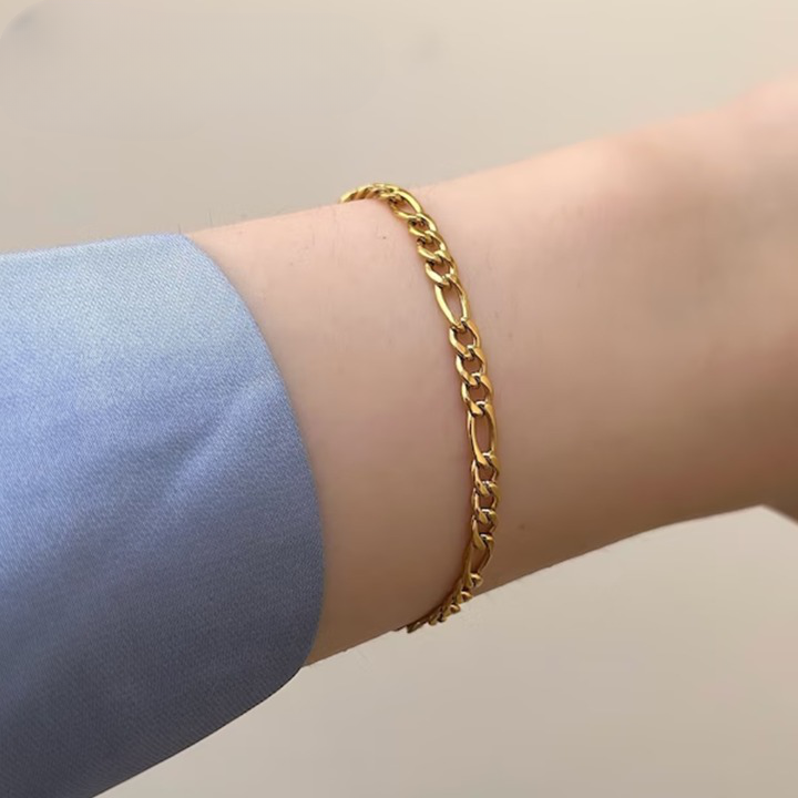 4mm Elegant Figaro Link Bracelet - Wrenlee