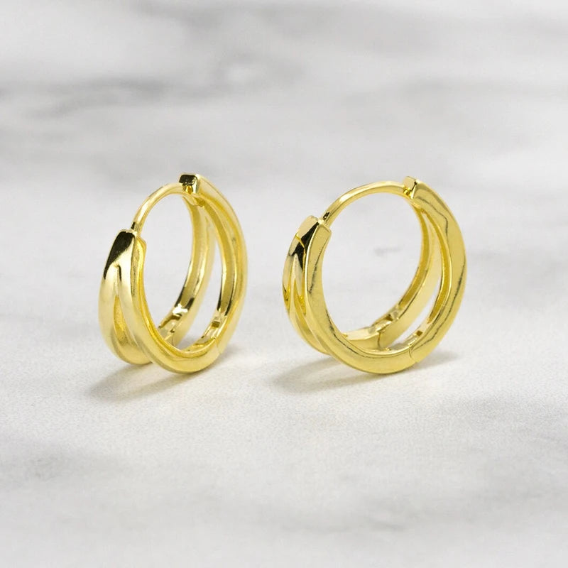 Double Round Huggie Earrings