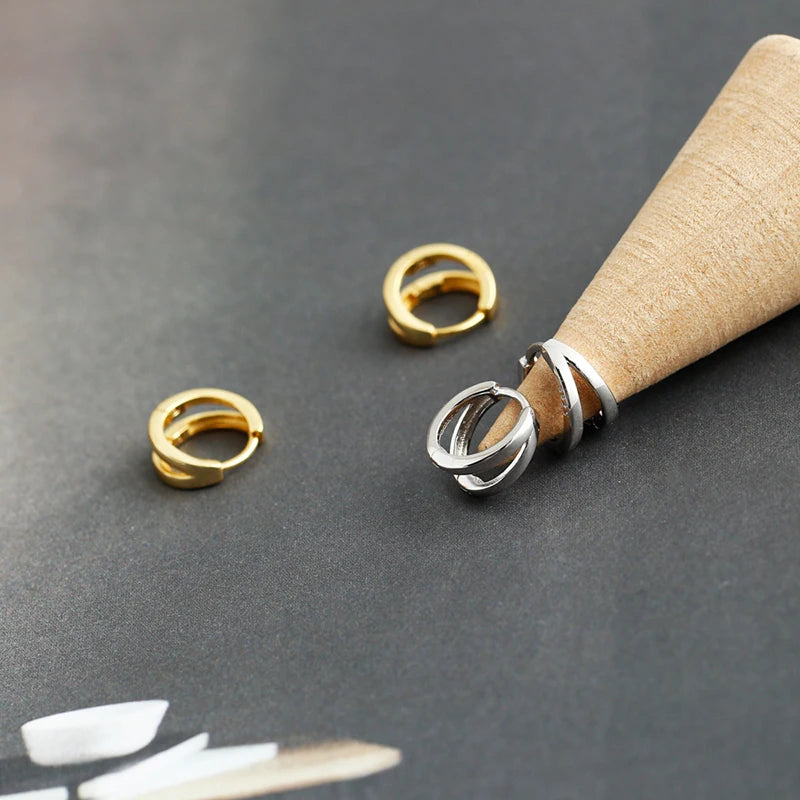 Double Round Huggie Earrings