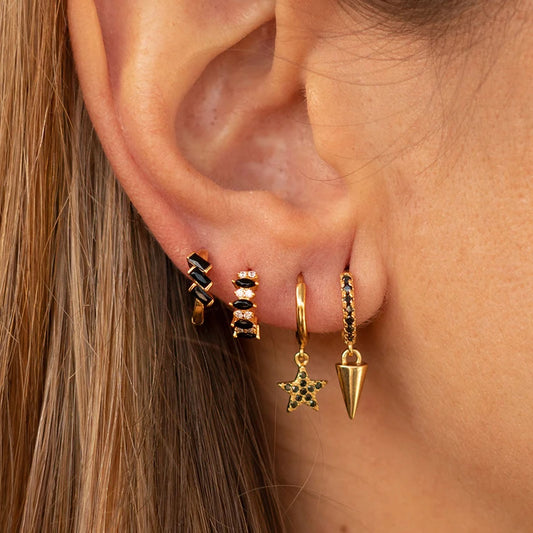 Rectangle Zircon Small Hoop Earrings