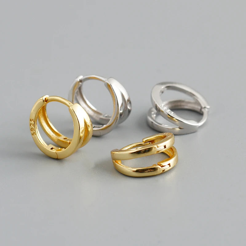 Double Round Huggie Earrings