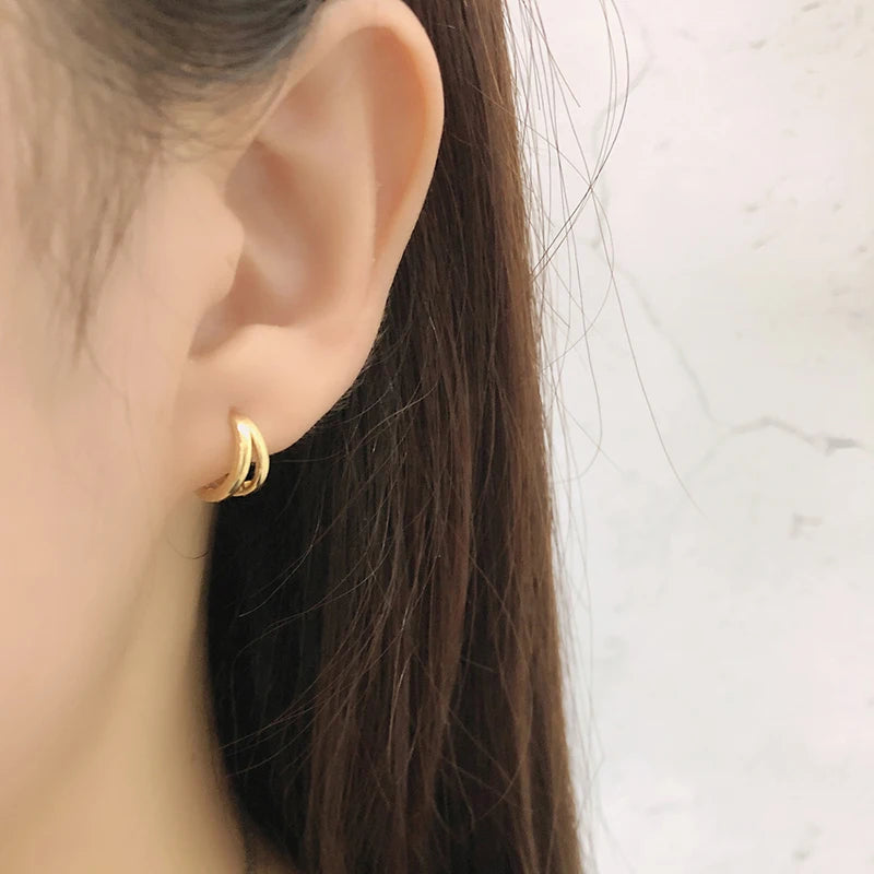 Double Round Huggie Earrings
