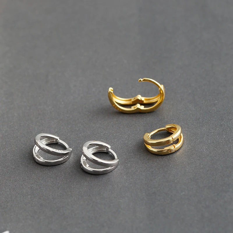 Double Round Huggie Earrings