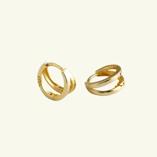 Double Round Huggie Earrings