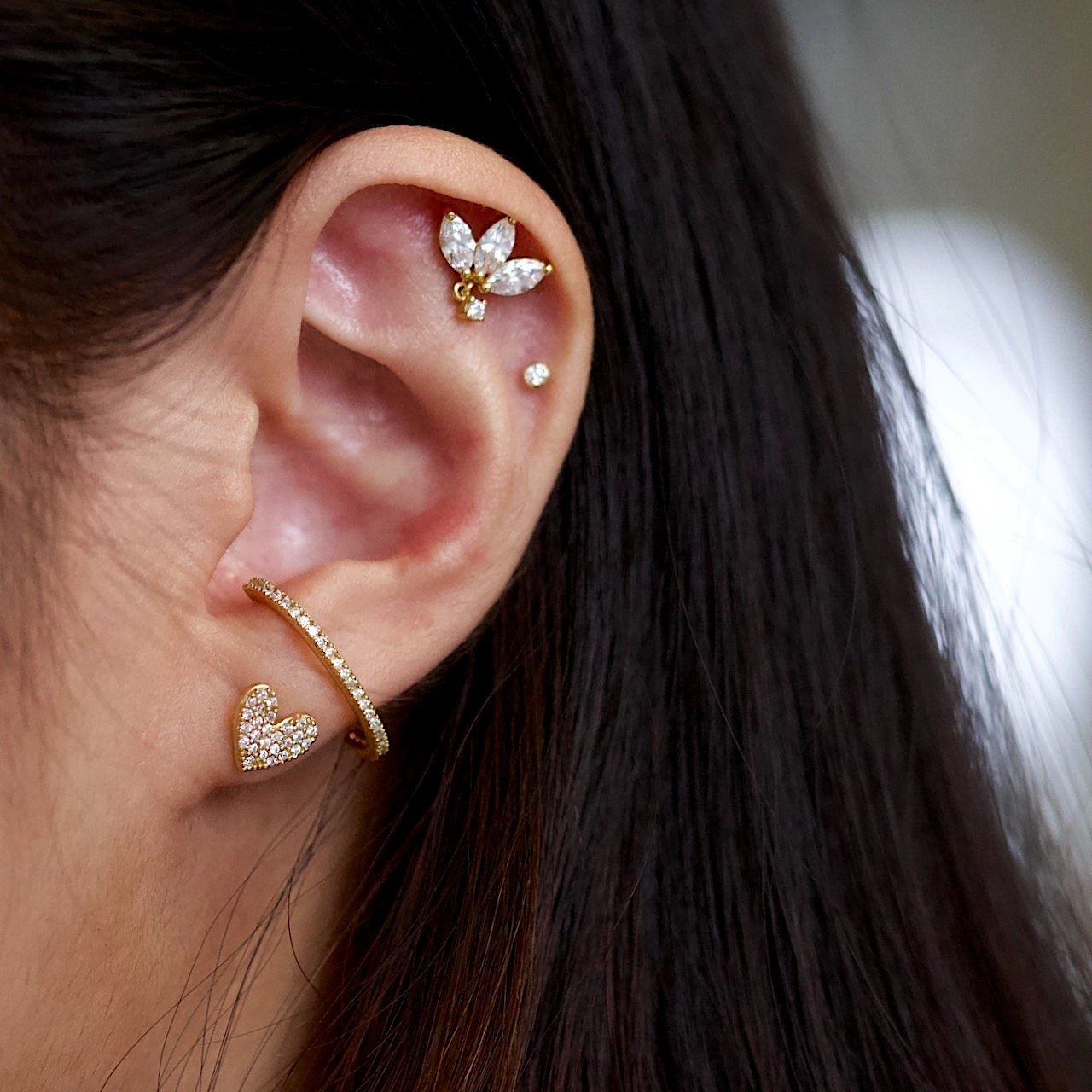 Big C Hoop Stud Earrings