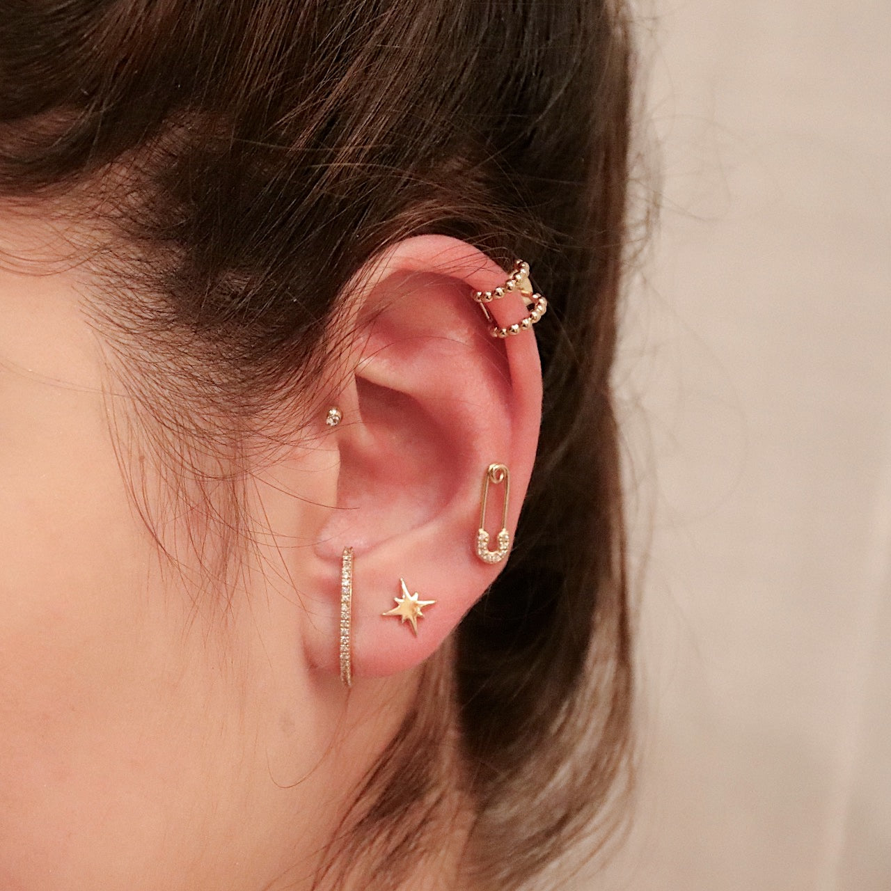 Big C Hoop Stud Earrings
