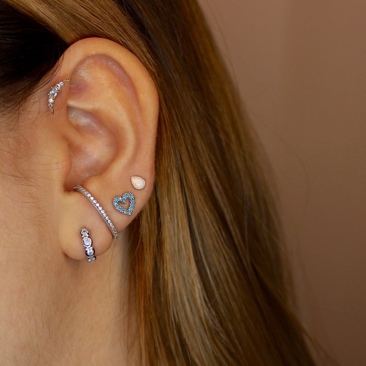 Big C Hoop Stud Earrings