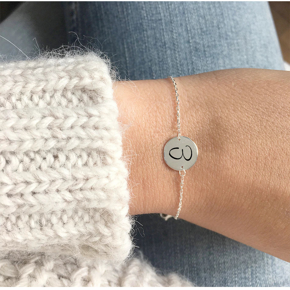 Engraved Initial Coin Bracelet - Wrenlee