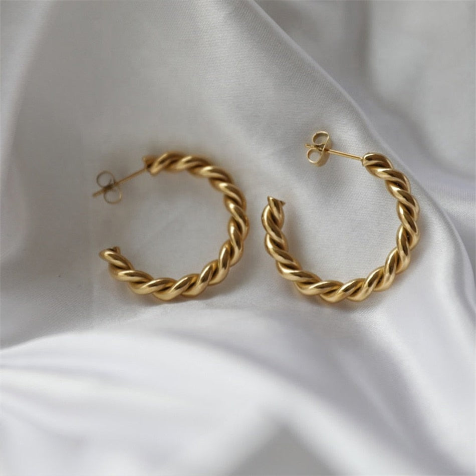 Spiral Twist Hoop Earrings - Wrenlee