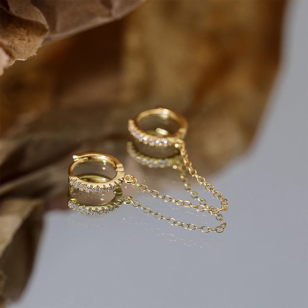 Double Chain Huggie Earring