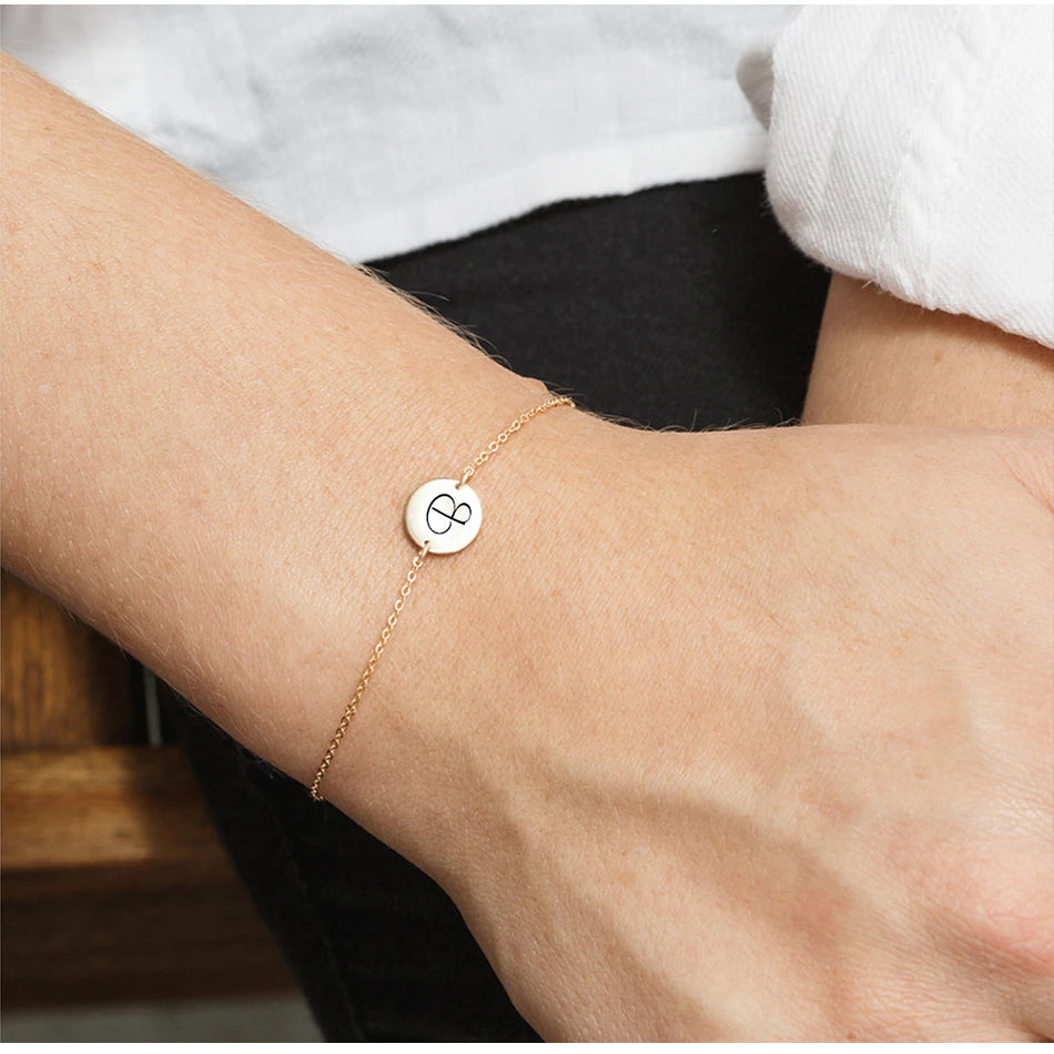 Engraved Initial Coin Bracelet - Wrenlee