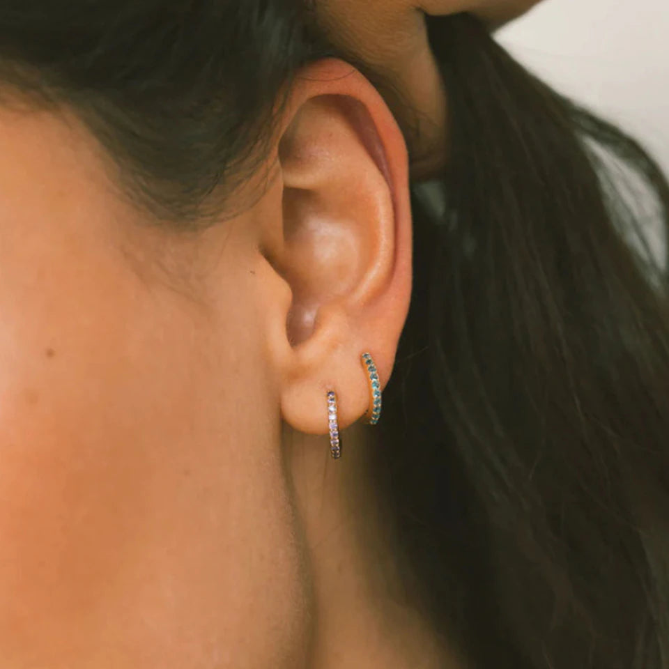 Birthstone Minimal Hoop Earrings - Wrenlee