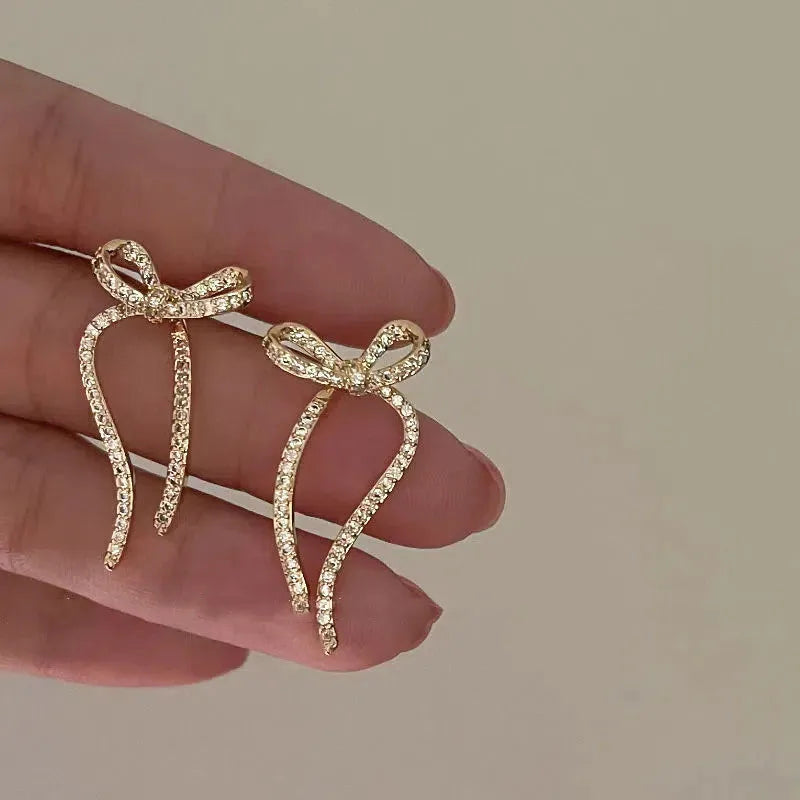 Long Bow Tie Stud Earring