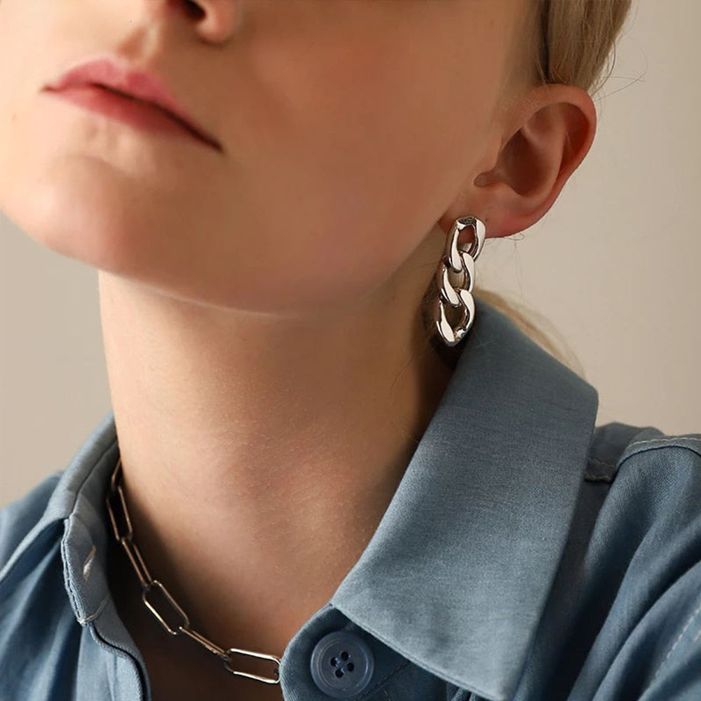 Cuban Chain Earrings - Wrenlee