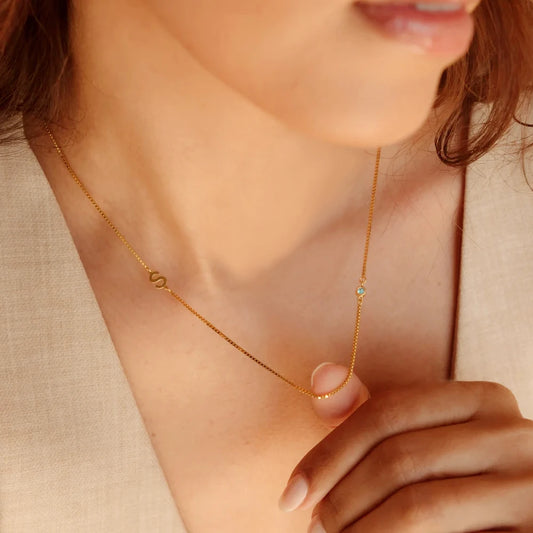 Birthstone Initial Necklace