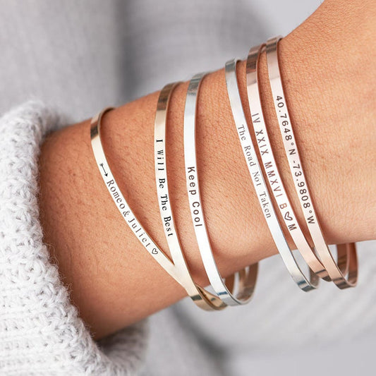 Classic Engraved Cuff Bracelet - Wrenlee