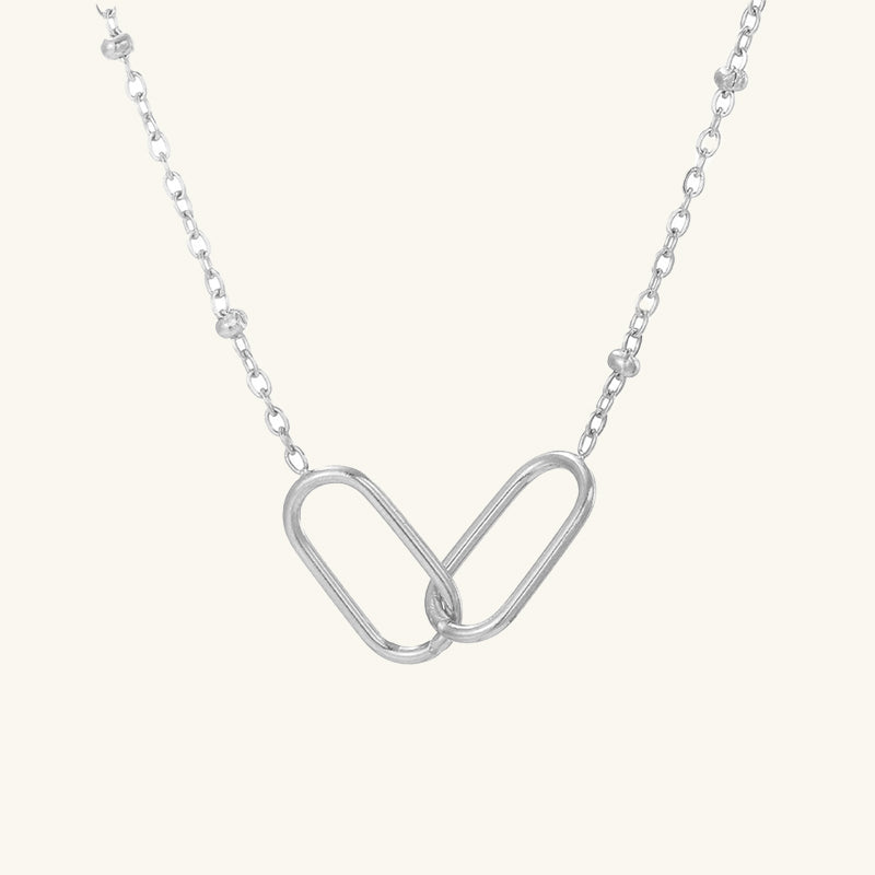 Double Paperclip Pendant Necklace