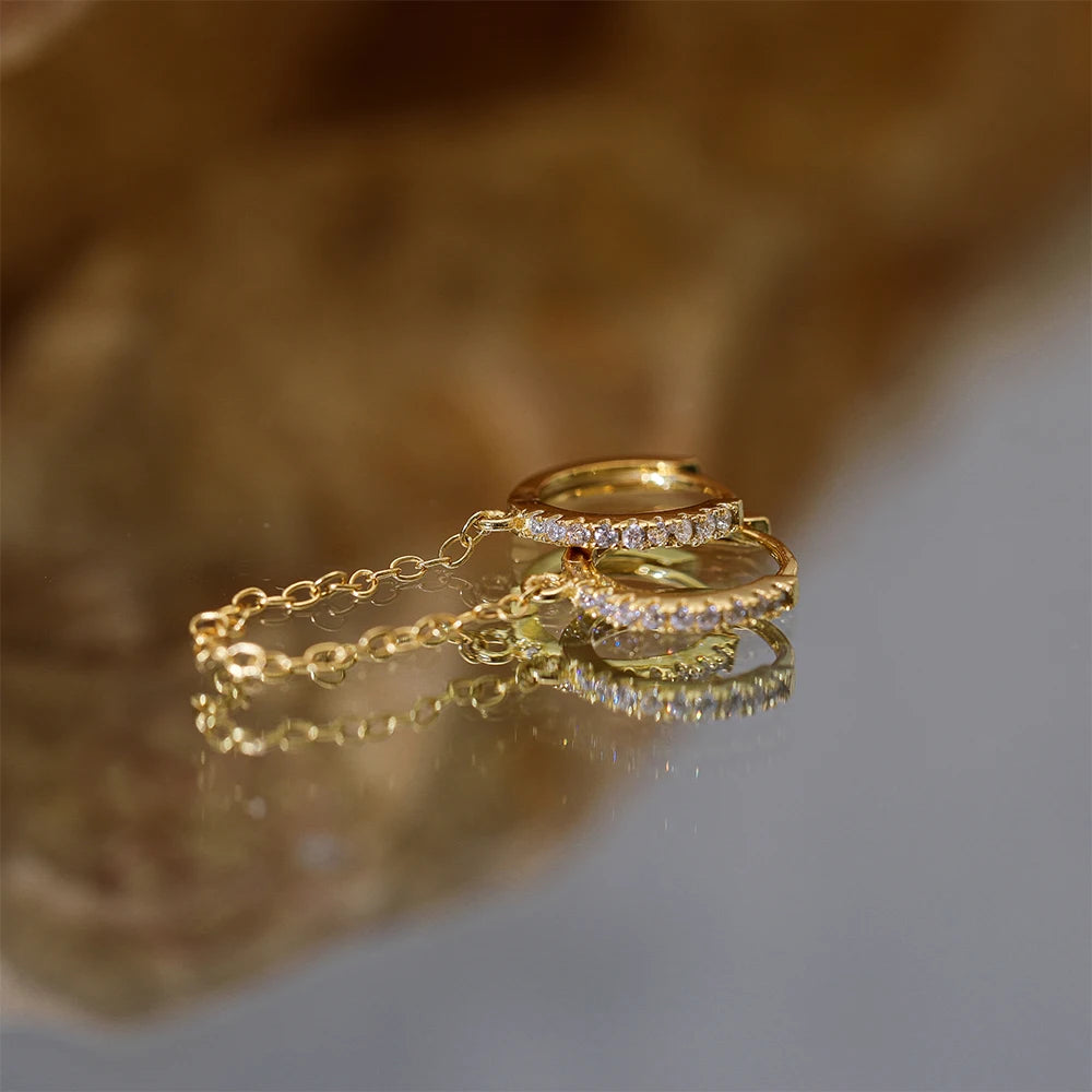 Double Chain Huggie Earring