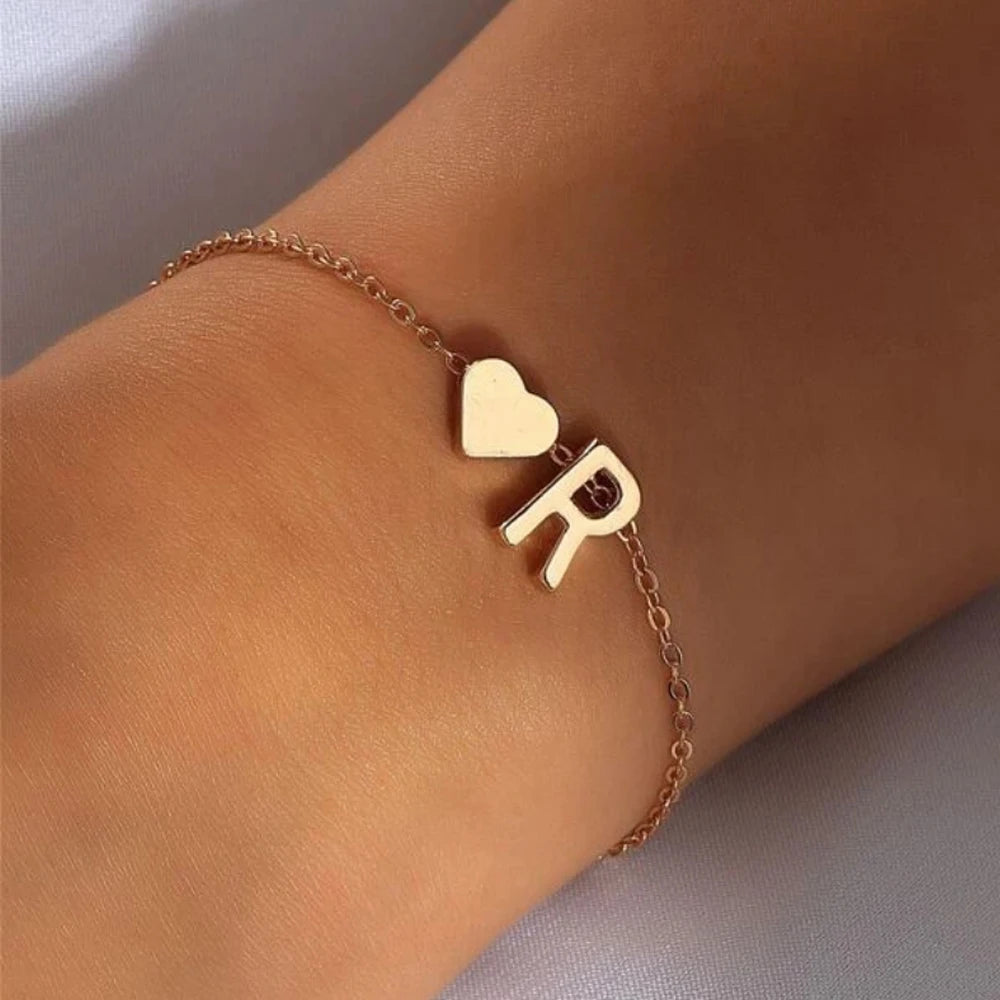 LoveMari Heart Initial Bracelet