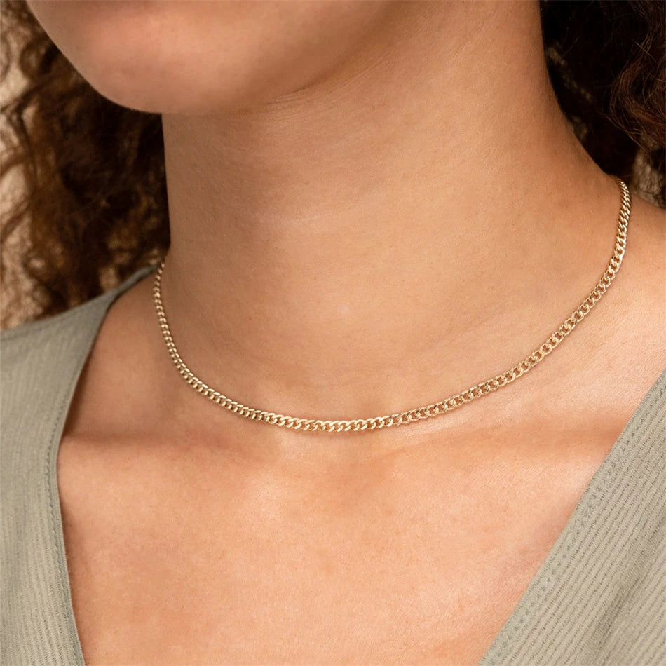 2mm Collar Cuban Link Necklace - Wrenlee