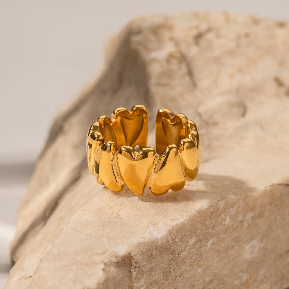 Golden Heart Love Open Ring