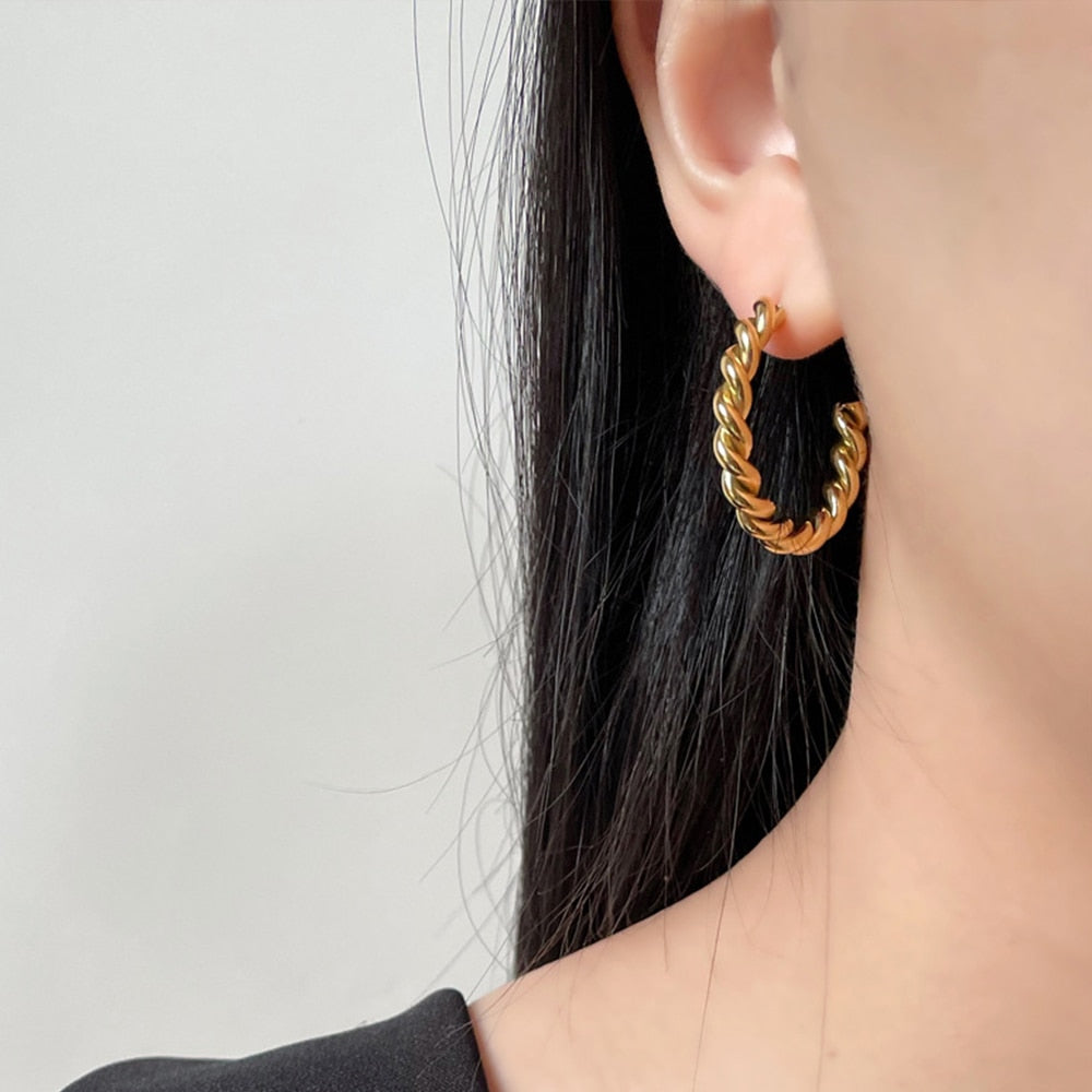 Spiral Twist Hoop Earrings - Wrenlee