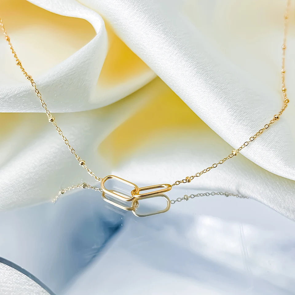 Double Paperclip Pendant Necklace