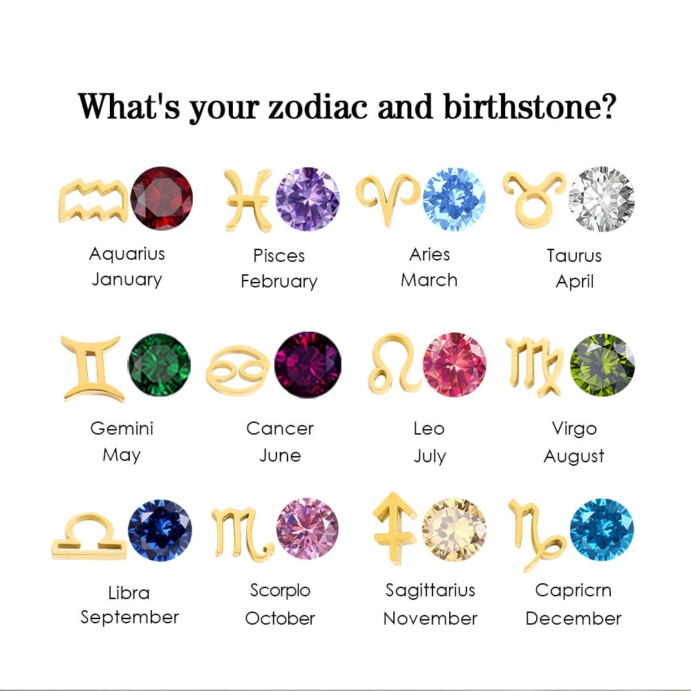 Birthstone Zodiac Double Pendant Necklace - Wrenlee