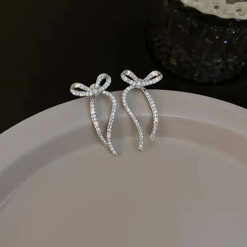 Long Bow Tie Stud Earring