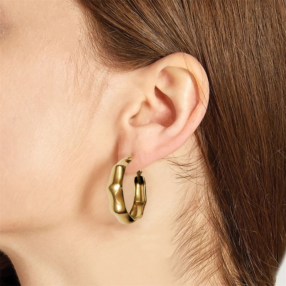 Bamboo Hoop Earrings - Wrenlee