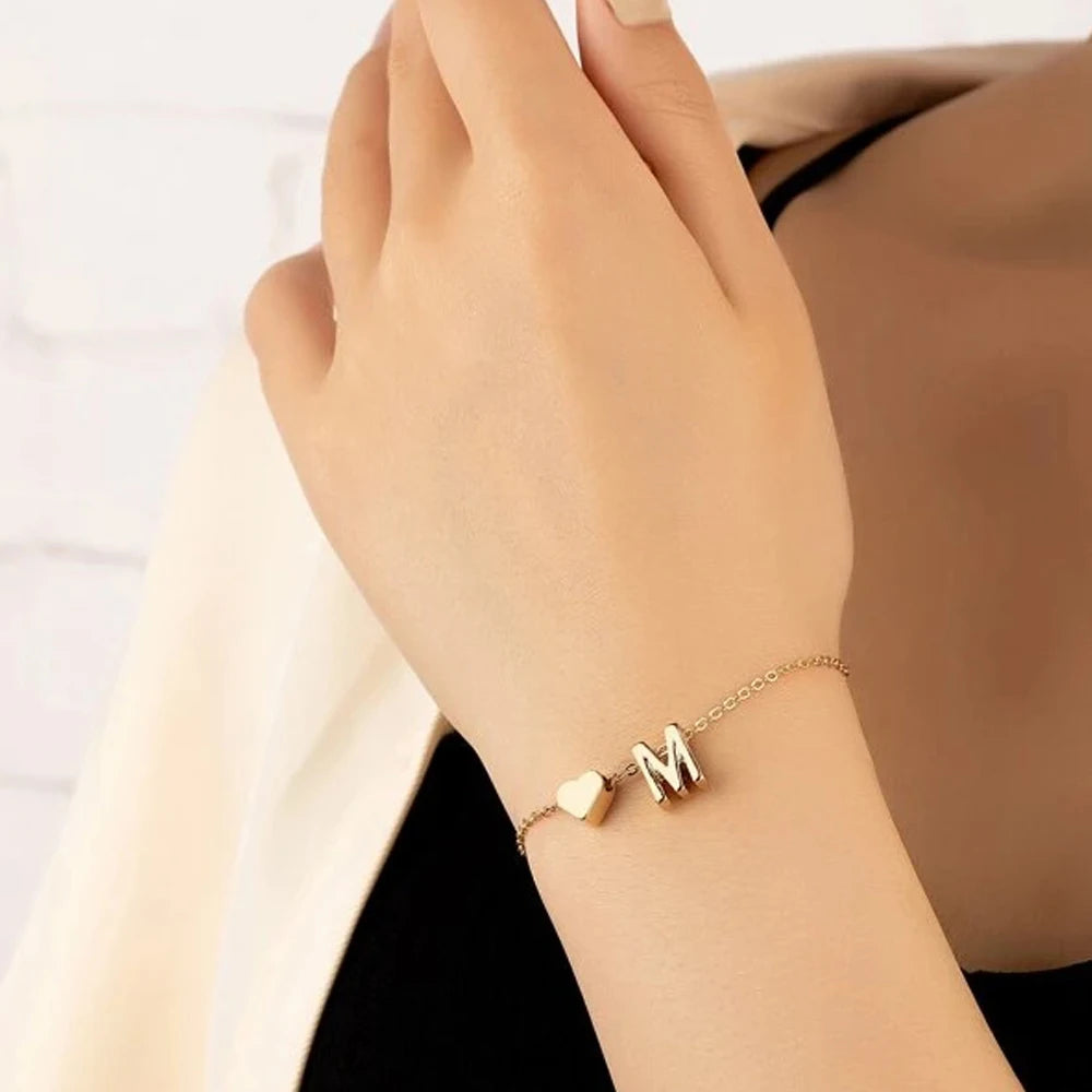 LoveMari Heart Initial Bracelet