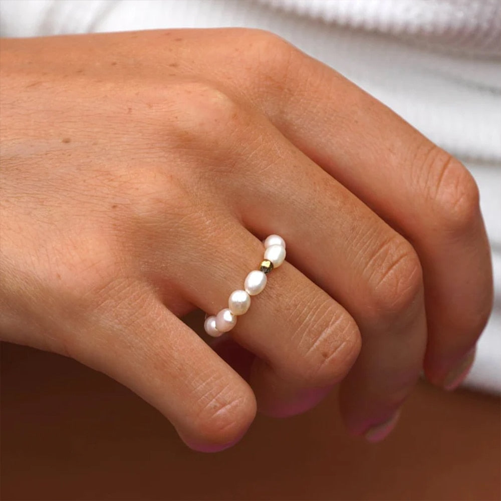 Tiny hot sale pearl ring