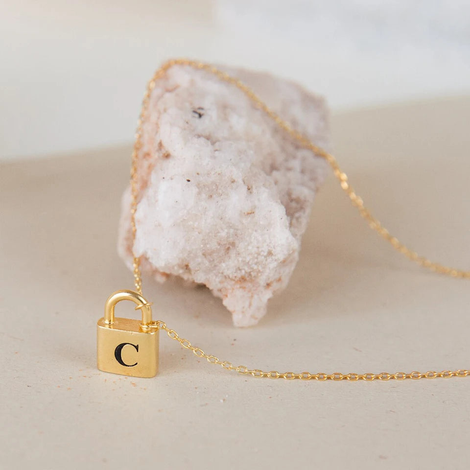 Padlock Initial Necklace