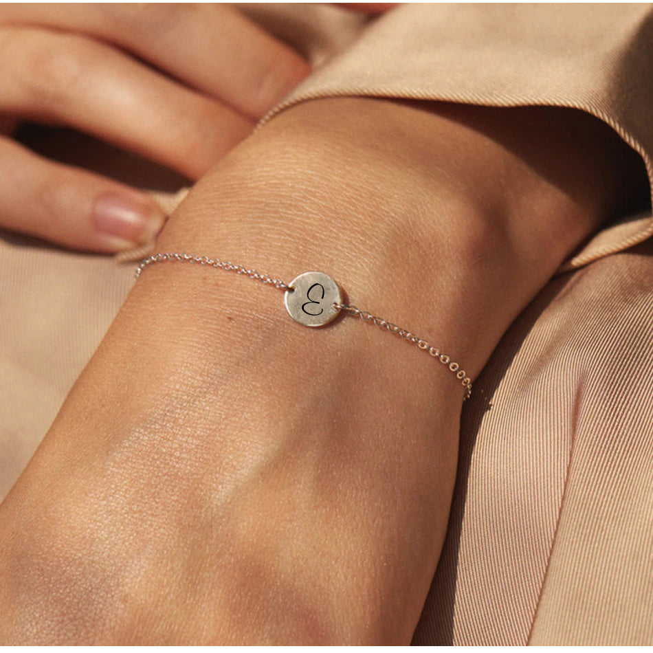 Engraved Initial Coin Bracelet - Wrenlee