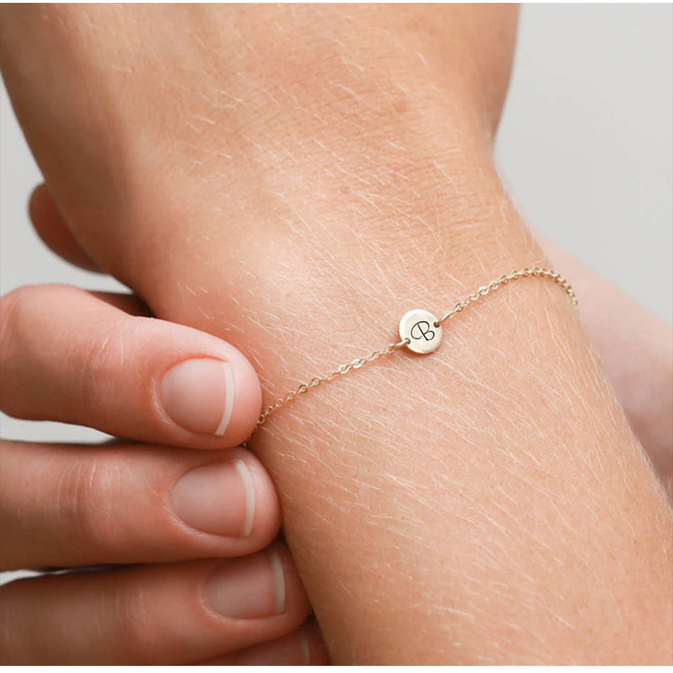 Engraved Initial Coin Bracelet - Wrenlee