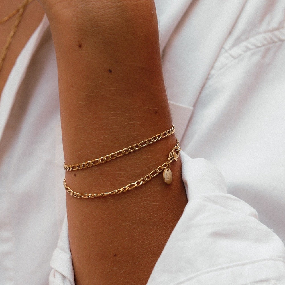 4mm Elegant Figaro Link Bracelet - Wrenlee